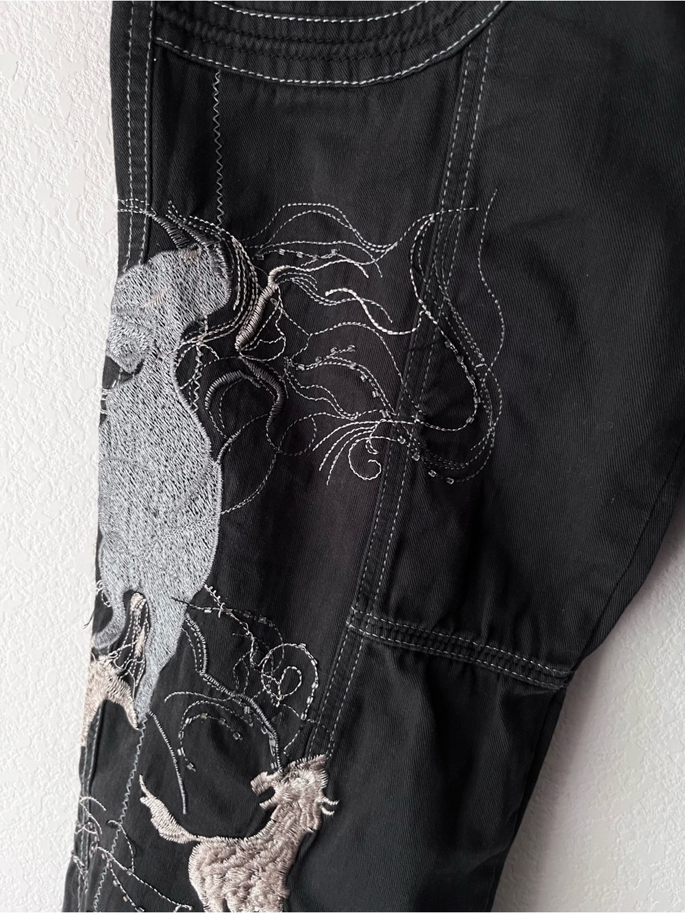 Y2k miss me stallion embroidered beaded cargo capri pants - Picture 5 of 16
